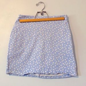 Women’s light blue pencil skirt with white flowers